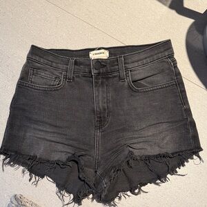 L'AGENCE Black Frayed Hem Jean Shorts